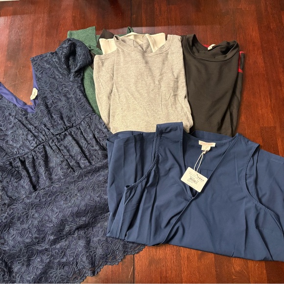 Isabel Maternity by Ingrid & Isabel Sweaters - Mixed Women's Tops and Dresses Bundle - Navy, Blue, Gray, Black, Green